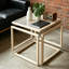 Table d'appoint moderne en métal, table de bout carrée en verre avec structure en acier inoxydable, table de chevet minimaliste pour le salon, petits espaces, blanc crème