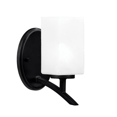 Kurve Uplight Wall Sconce With 3.5" Square White Marble Glass