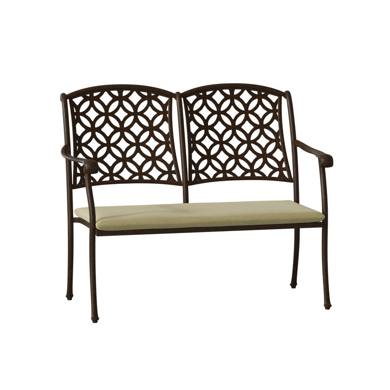 Banc de jardin aluminium Casa, Brun châtaigne, Toile toile Sunbrella® Bird's Eye