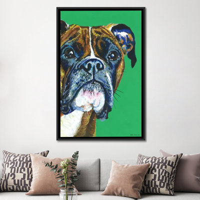 « boxer on émeraude » par kirstin en bois, reproduction d’impression sur toile