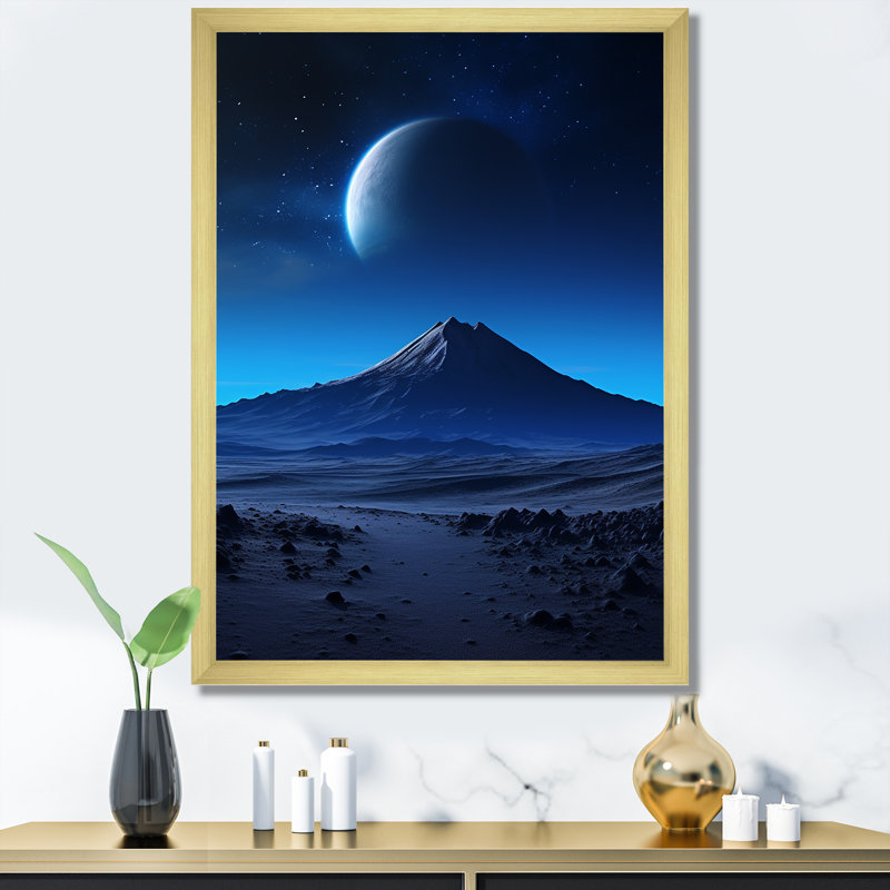 " Volcano Lunar Landscape II ", Gold Single Picture Framed, 44" H x 34" W x 1.5" D