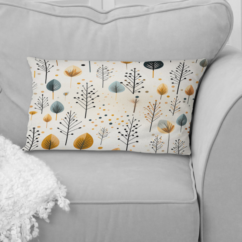 Minimalisme, motif de fougères beige IV - coussin à imprimé floral