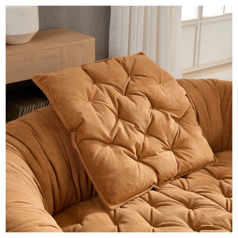 Méridienne moderne en tissu avec structure en bois massif, canapé décoratif brun pour le salon et la chambre