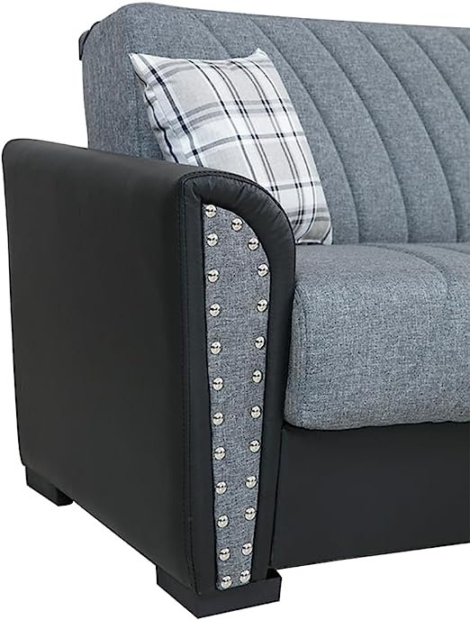 Canapé-lit convertible en tissu Sundon , Mélange de polyester gris