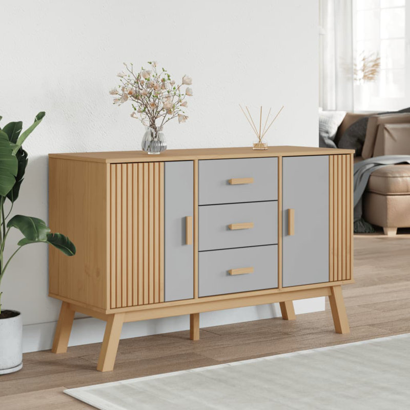 Buffet en bois massif 44,9 po Kennewick, Gris / brun