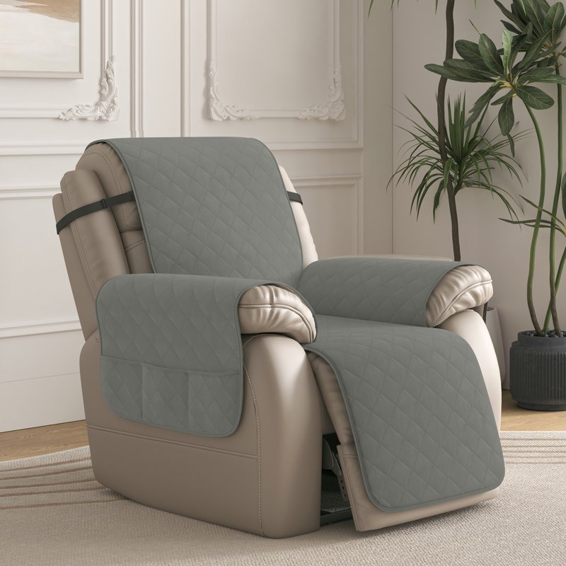 Housse matelassée et réversible pour fauteuil inclinable, Gris clair, Petit: H 91 po x l 25 po x P 22 po