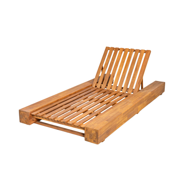 Méridienne d'extérieur 39 po Donnie, Cadre en teck sablé / Coussin crème, 2