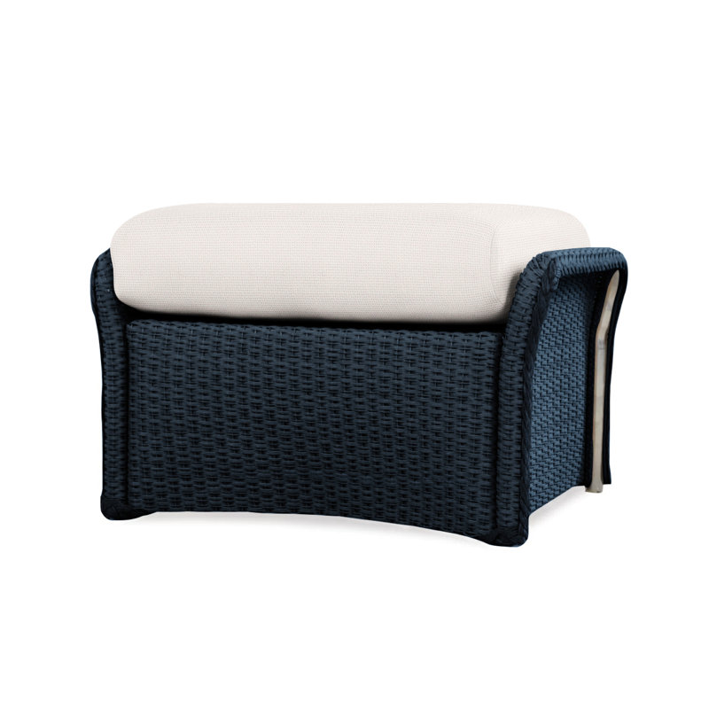 Weekend Retreat Outdoor Ottoman, Sailcloth Salt, Ebony