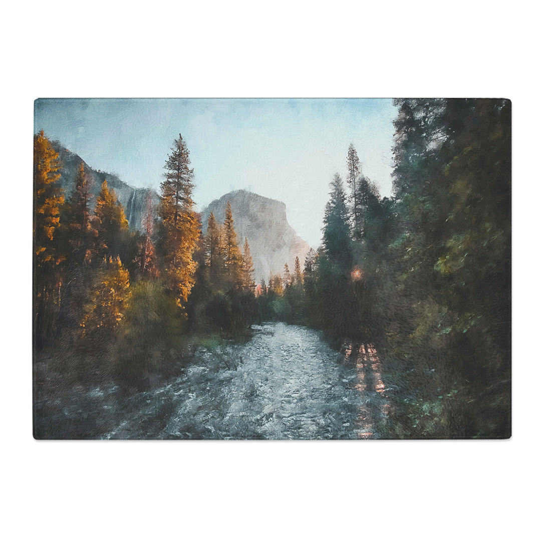 Tempered Glass Yosemite Valley Sunrise Painting Chopping Board