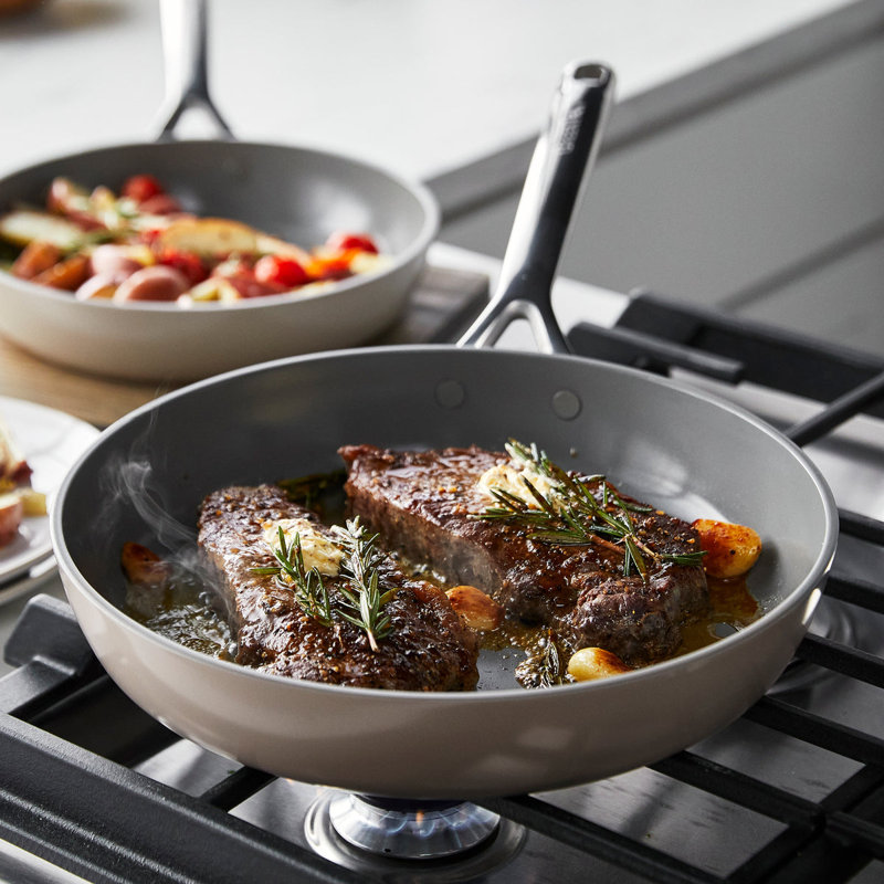 GreenPan GP5 Colors Healthy Ceramic Nonstick 9.5" and 11", 2 Piece Frypan Set, Taupe
