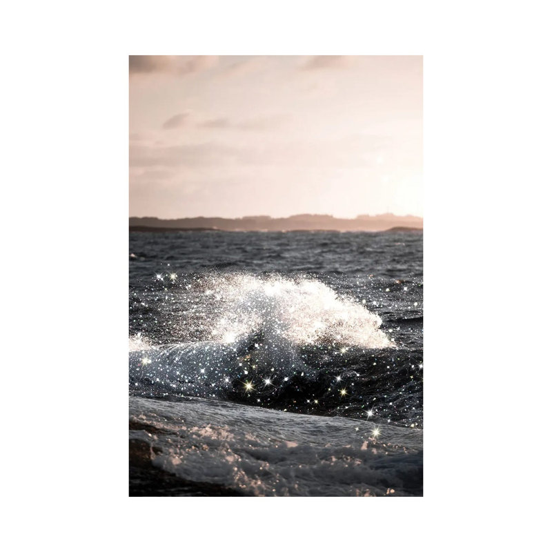 Wave Sunset Glitter by Mambo Art Studio - Wrapped Canvas Gallery-Wrapped Canvas Giclée, 20.32 cm H x 30.48 cm W
