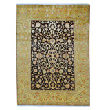 Hand Knotted Area Rug in Black And Gold