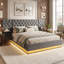 All-in-1 Tufted Ottoman Smart Bed With Integrated Lighting & Charging Ports, EU Double & King Size Upholstered Storage Beds-2101000042-2101000043