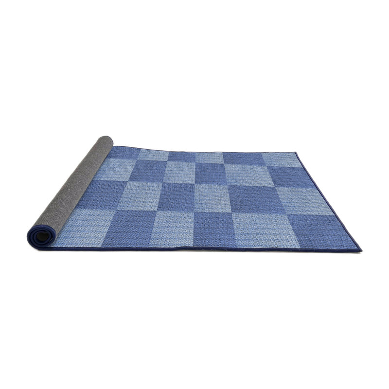 Tapis de surface bleu en acier à motifs, Rond 4 pi
