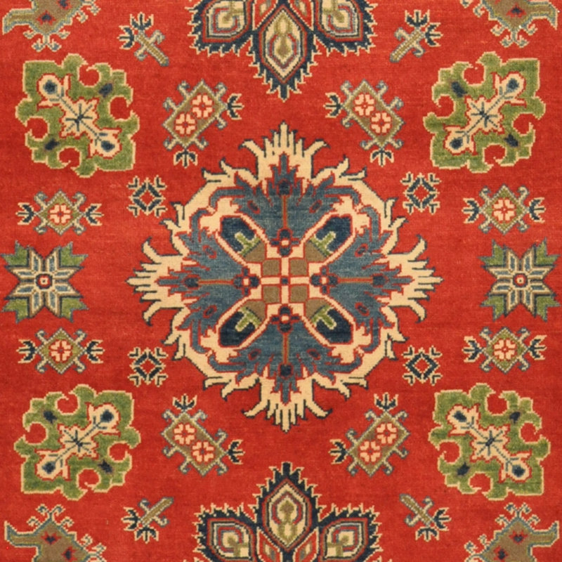 Tapis de zone en laine 5 pi x 7 pi à main one-of-kind noué la kazak Sabornton
