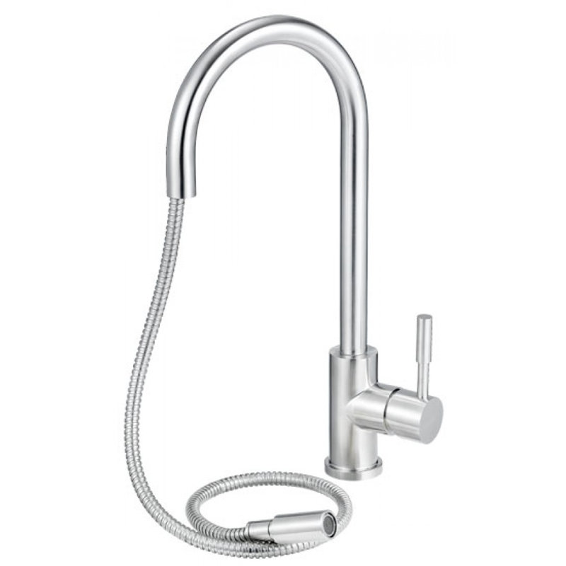 Robinet de cuisine à poignée simple, Acier inoxydable brossé