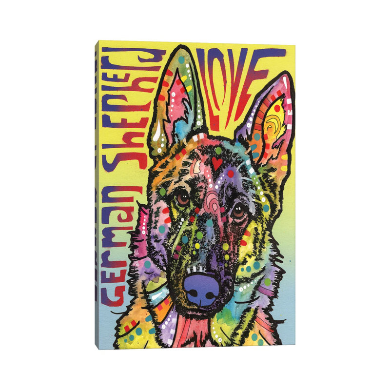 German Shepherd Love by Dean Russo - Gallery-Wrapped Canvas Giclée on Canvas, Canvas, 20.32 cm H x 30.48 cm W