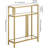 Modern Rectangular Console Table With Tempered Glass Shelves And Steel Frame, Entryway Accent Table For Living Room Or Hallway