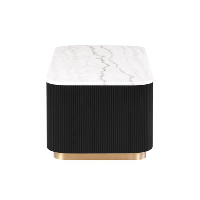 Kirtin 48-Inch Rectangle Marble Coffee Table With Gold Accent Base