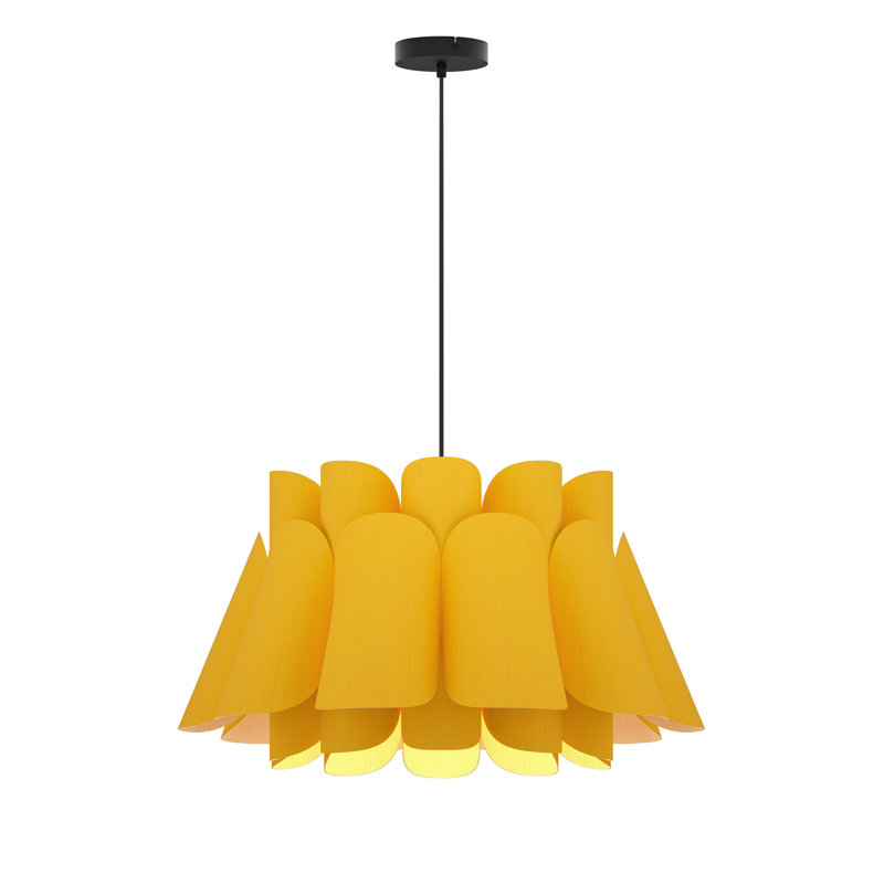 Luminaire suspendu noir 1 lumière Federica, Jaune
