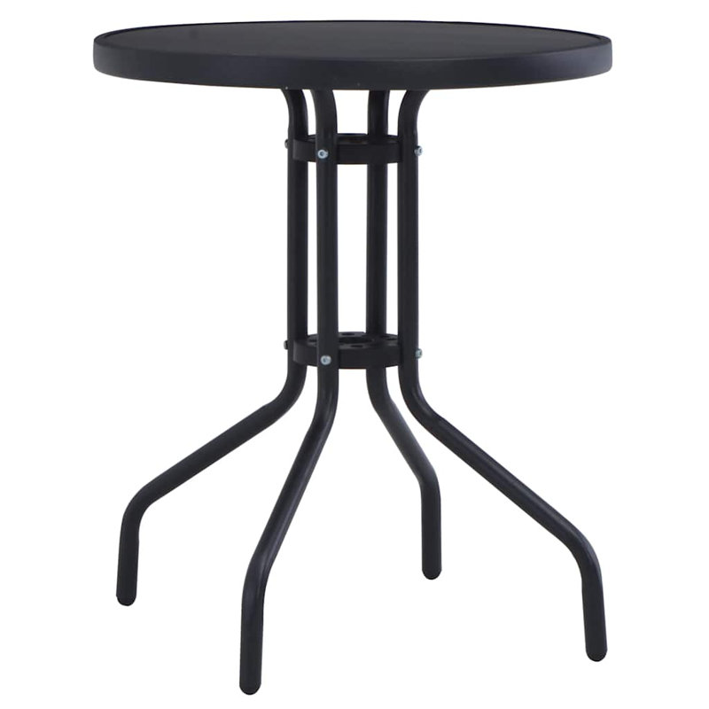 Table d'appoint de jardin en acier thermolaqué noir 23,6 po