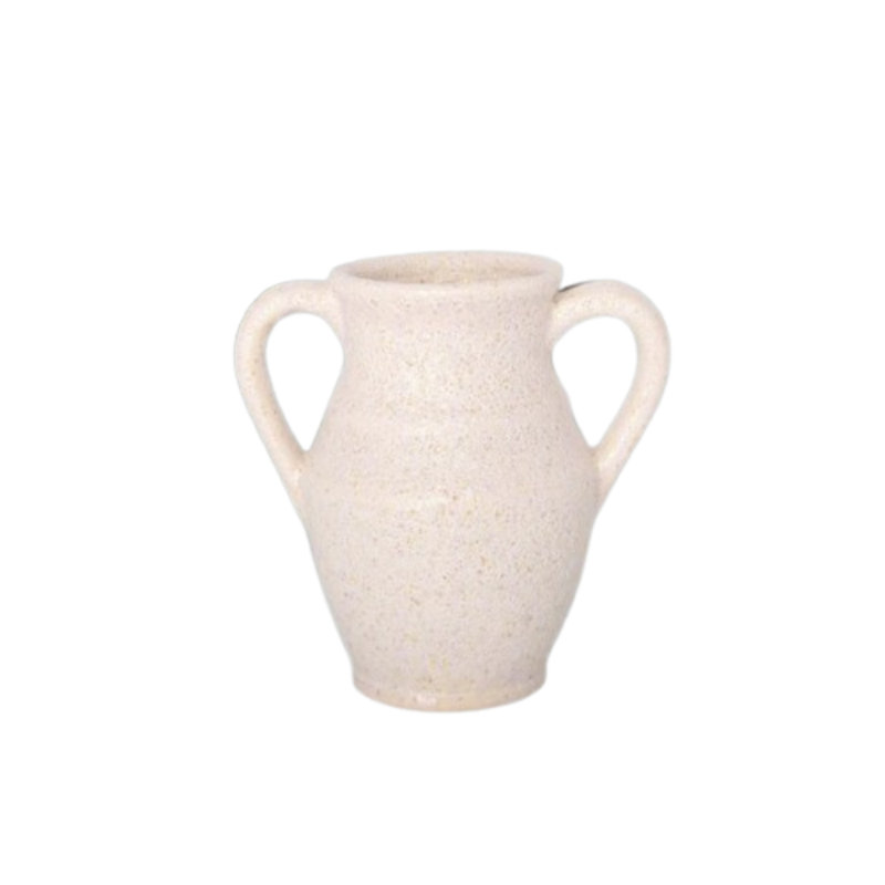 Vase en céramique Amphora finition ivoire, H 9 po x l 6 po x P 9 po