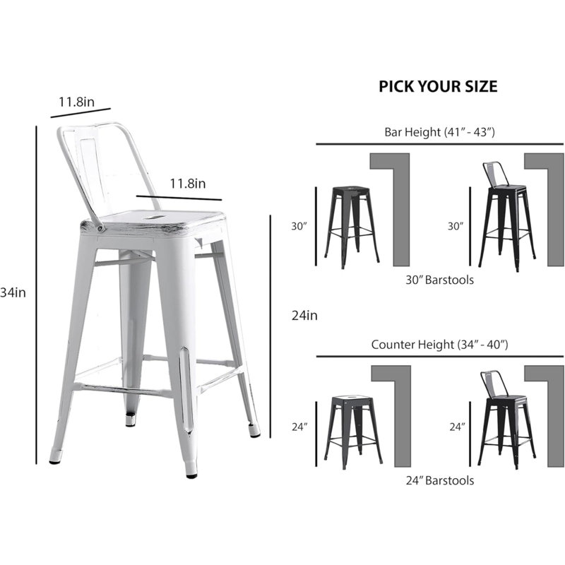 Tabourets de bar modernes et modernes, Blanc