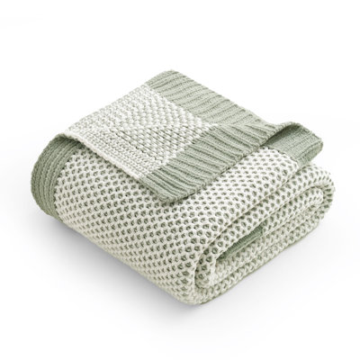 Chenille Honeycomb Knit Throw Blanket, Reversible Cozy Decorative Blanket, Lightweight Soft Warmth