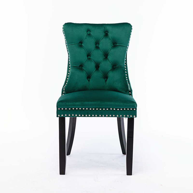 Gayna Velvet Side Chair, Black, Green Velvet
