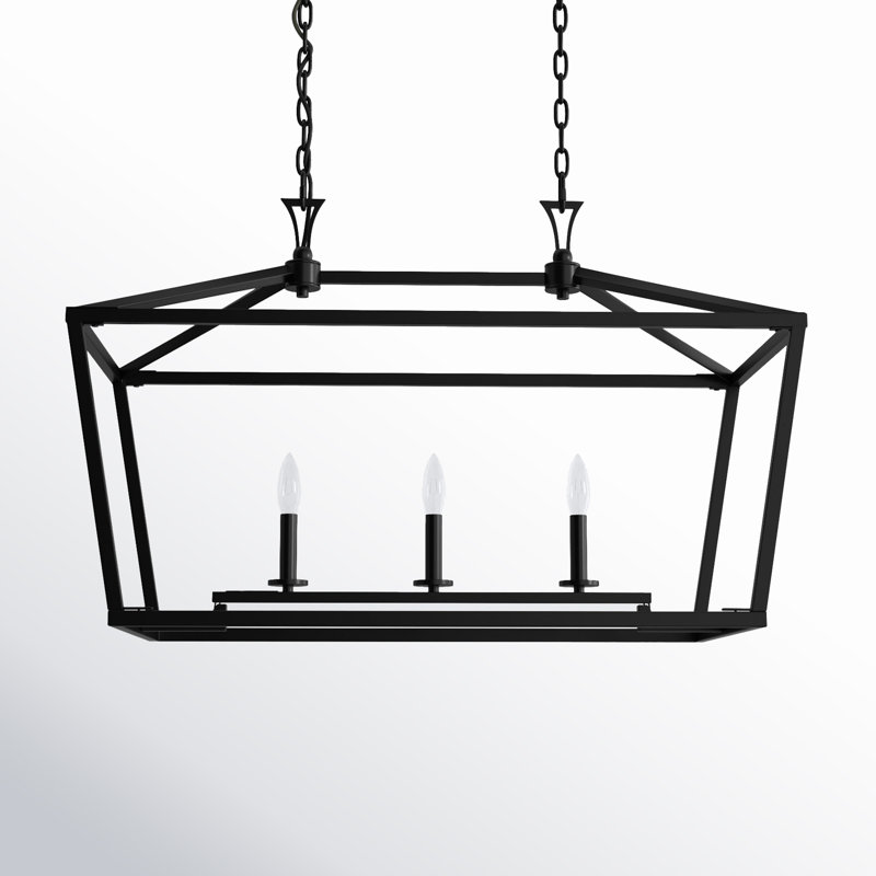Hastings 3-Light Dimmable Geometric Linear Pendant, Matte Black