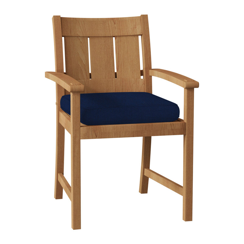Chaise avec accoudoirs Croquet - Teck naturel, Welt, Velours indigo, Teck naturel