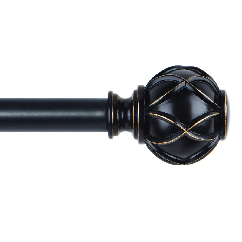 Tringle à rideaux simple réglable 1 po Saniyah, 36" - 72", Noir, noir, noir, noir