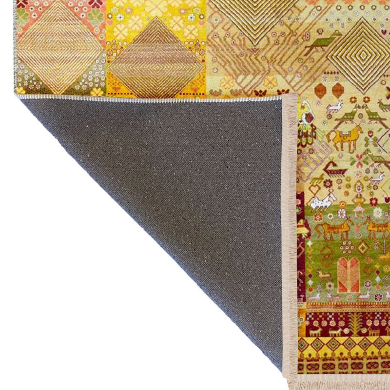 Tapis décoratif à motif floral et animal de la collection Barcelona, Rectangle 3 pi 9,81 po x 6 pi 6,74 po