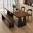 Brown Rectangular Solid Wood Slab Dining Table-953737650