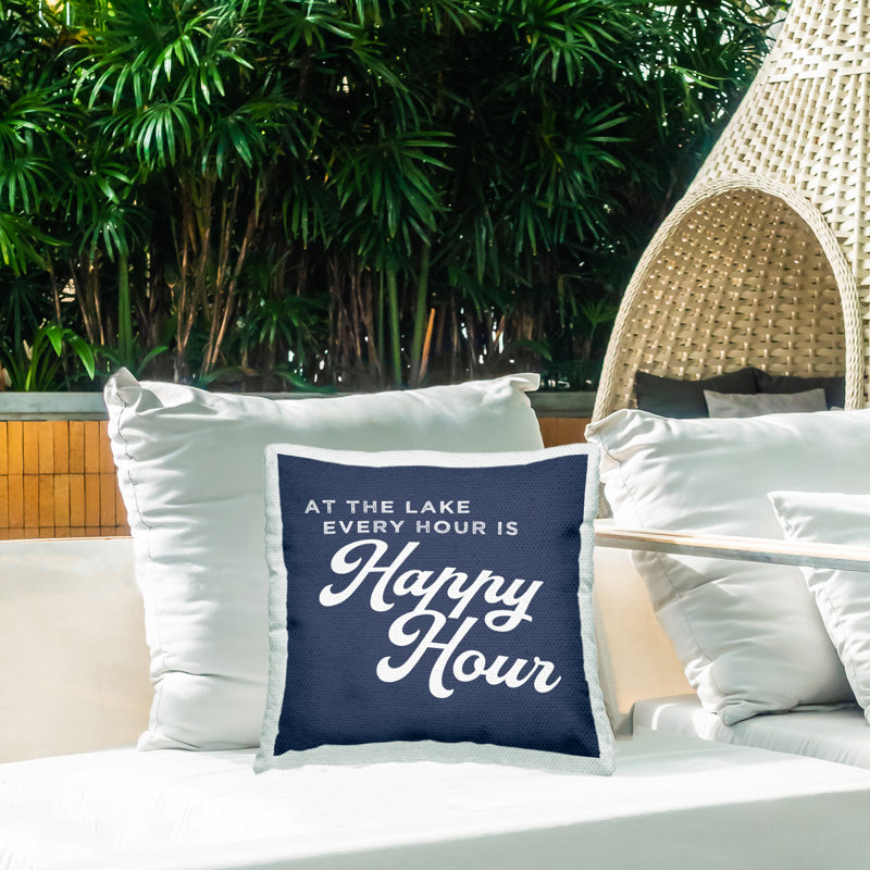 Coussin d'extérieur «Every Hour is Happy Hour Lake House» par Daphne Polselli