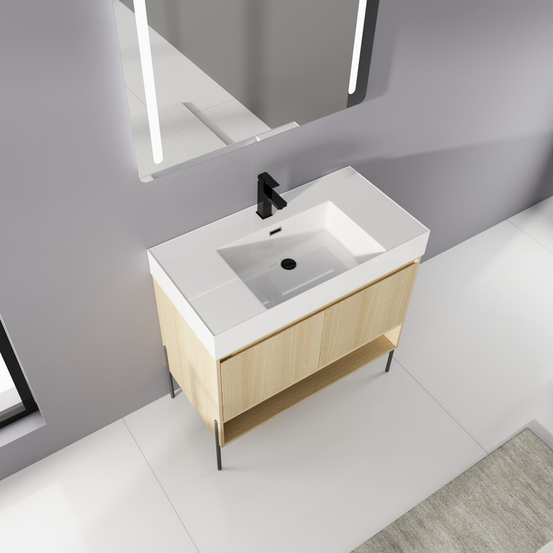 Redditch 35.5275'' Single Bathroom Vanity with Resin Top