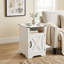 Table de chevet en bois de 25 po de hauteur avec station de charge, table de bout rustique blanche avec armoire de rangement et tablette ouverte