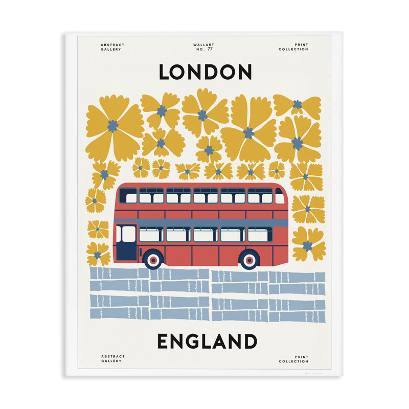 Toile Groovy London Bus, design par Omar Escalante, H 30 po x l 24 po