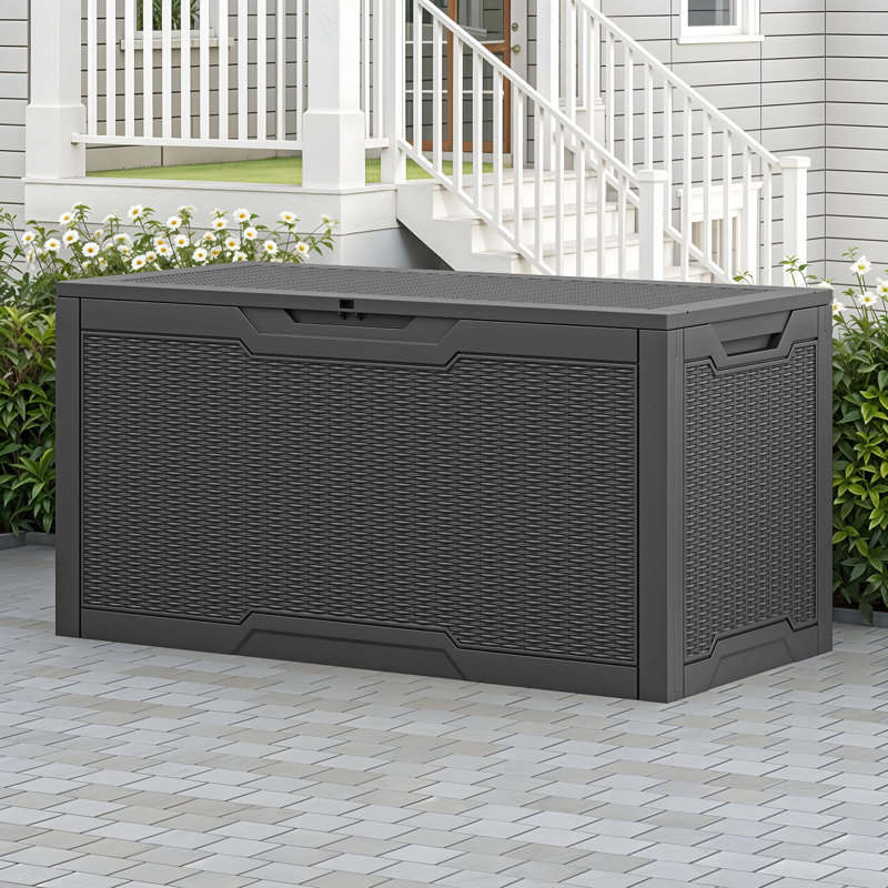 Balconera 100 Gallons Lockable Resin Deck Box, Black
