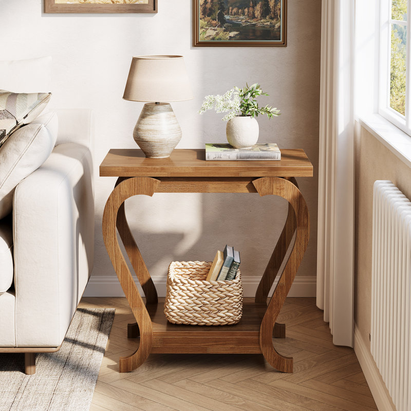 Table de bout étroite, petite table d'appoint, Noyer