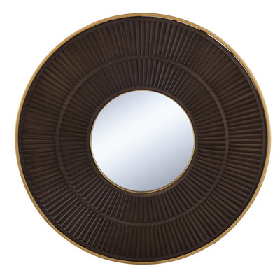 31.5"X1.2"X31.5" Wooden Mirror With Gold Iron Border, Adds Character To Bathroom & Entryway Decor, Clear Reflection Framed Mirror, 31.5X1.2X31.5 Inches, Transforms