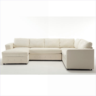 Sectional Sofas | Modern U-Shaped 6-Seat Oversized Modular Sofa with Chaise Storage, Chenille for Living Room Apartment | Beige | Wood