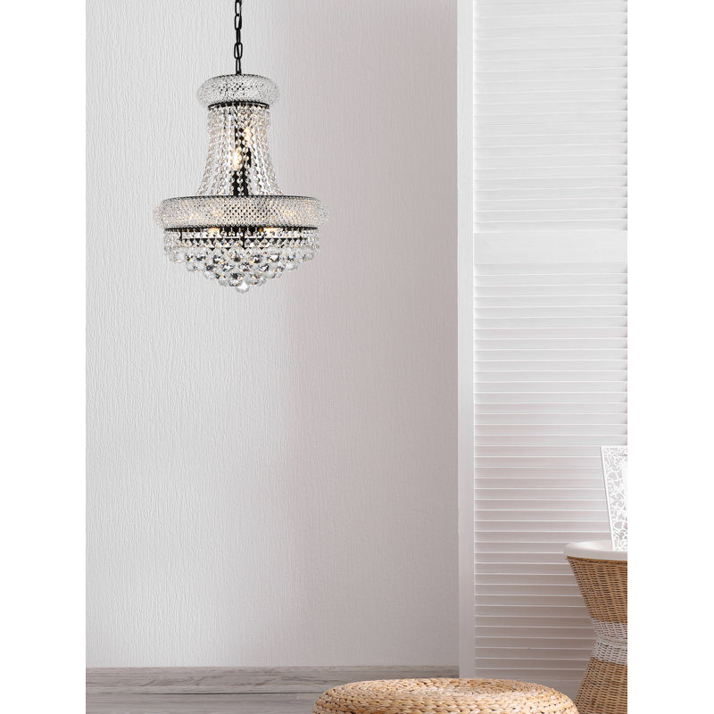 Ston Easton 8-Light Crystal 2-Tier Empire Chandelier, 20" H x 16" W x 16" D, Black