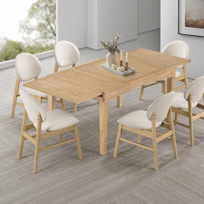 Ensemble de salle à manger extensible avec chaises rembourrées, 7 pièces : table, 6 chaises, Noyer / gris