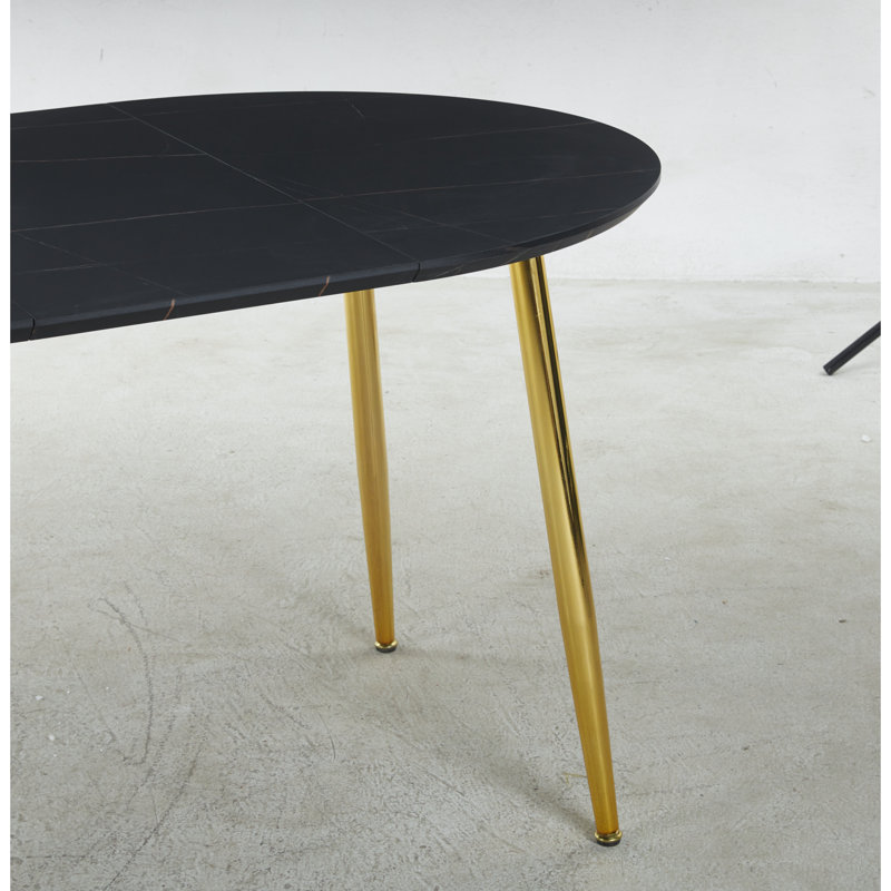 Sleek Extendable Dining Table With Metal Legs In Black