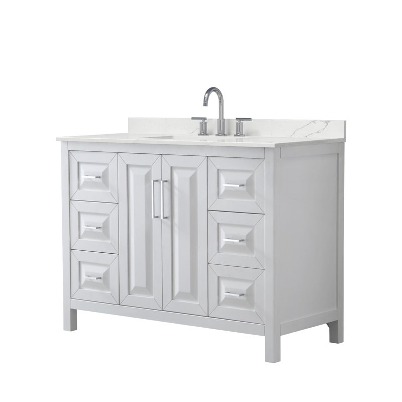 Daria 48'' W Vanity, Giotto Quartz, White, Polished Chrome