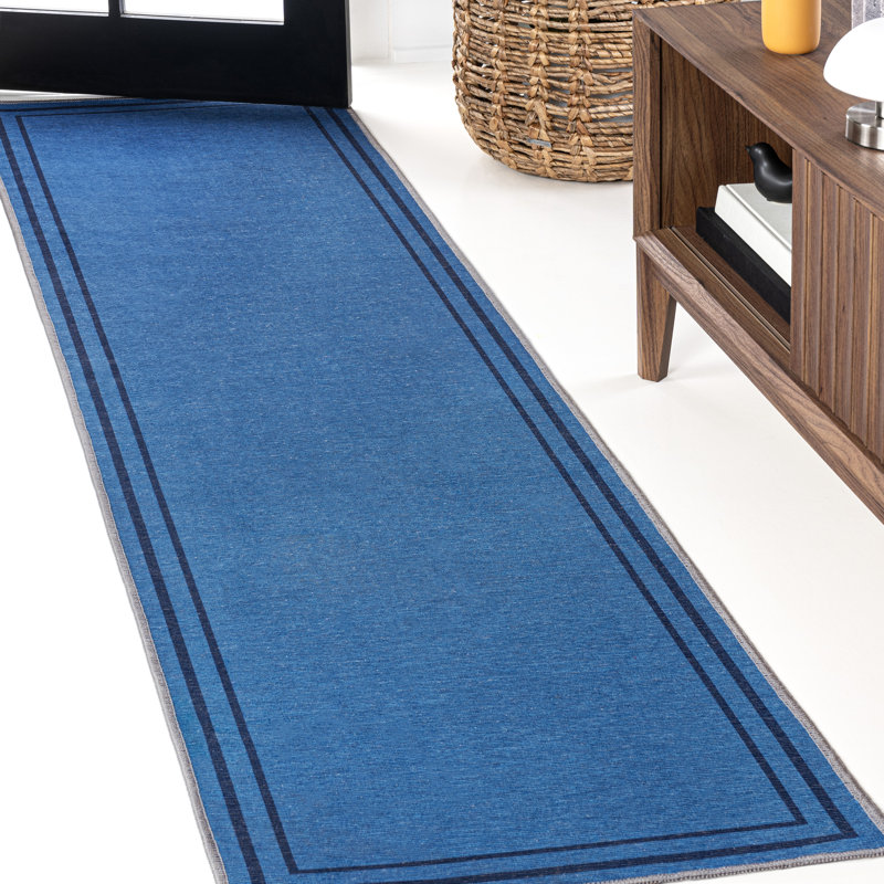 Tapis bleu / bleu marine Mariques Classic, Tapis de couloir 2 pi x 8 pi
