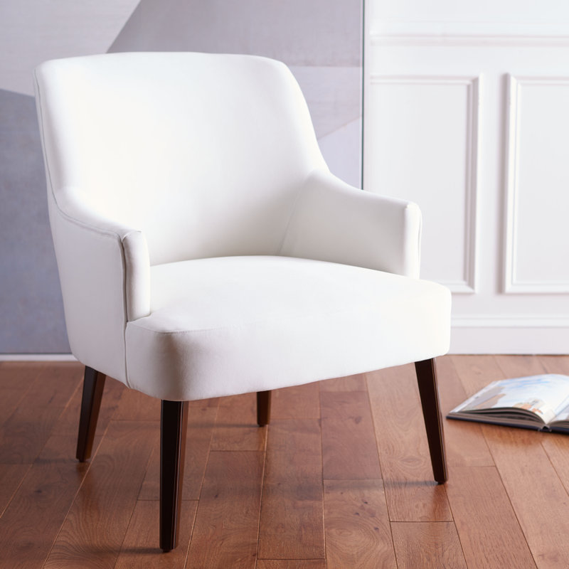 Lorenzana Velvet Armchair, White Polyester