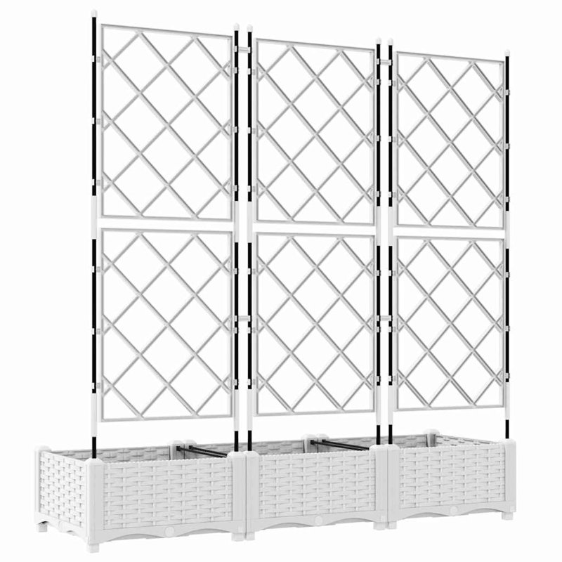 Ensemble de 3 pots à fleurs vidaXL blancs 47,24 x 15,75 x 49,41 po, H 49,4 po x l 47,2 po x P 15,7 po, Blanc, 3