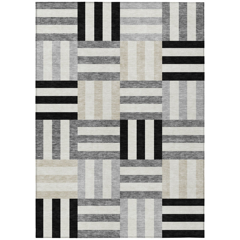 Machine Washable Indoor/Outdoor Aten ACN2332 Geometric Rug, Rectangle 2'6" x 3'10"